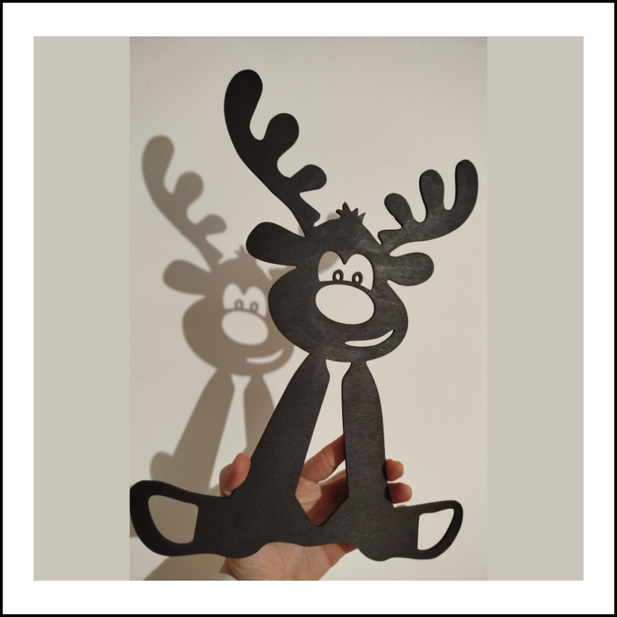 Drewniana ozdoba świąteczna – zabawny renifer 🎄🦌